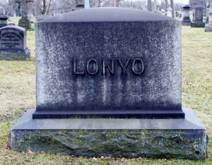 The Lonyo family monument in Woodmere Cemetery in Detroit