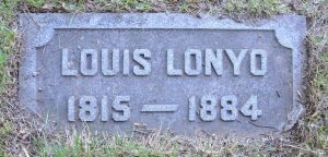 Gravestone of Louis Lonyo Sr., founder of the first brick yard in Detroit, which later became known as Lonyo Brothers